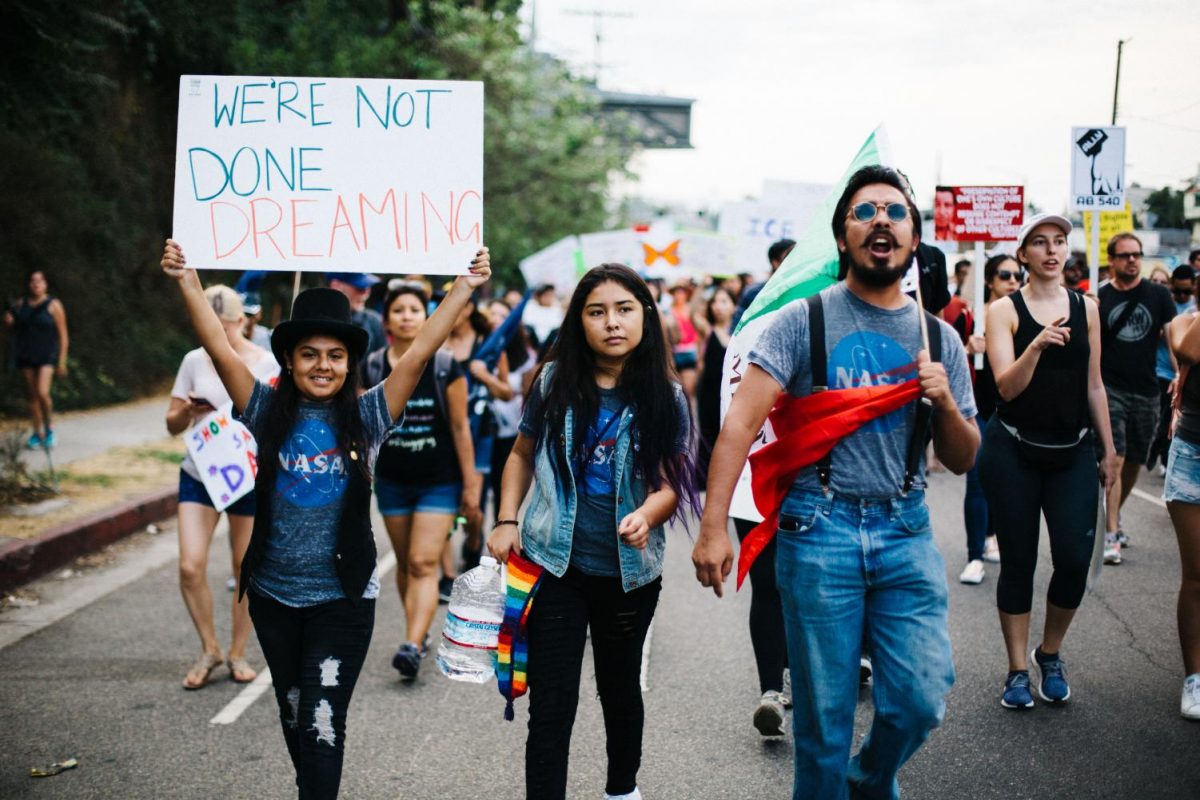 Dreamers march in support of DACA at a rally in Los Angeles.