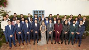 Bachelorette Clare Crawley with her 31 bachelors, all fighting for a chance to win over her heart.