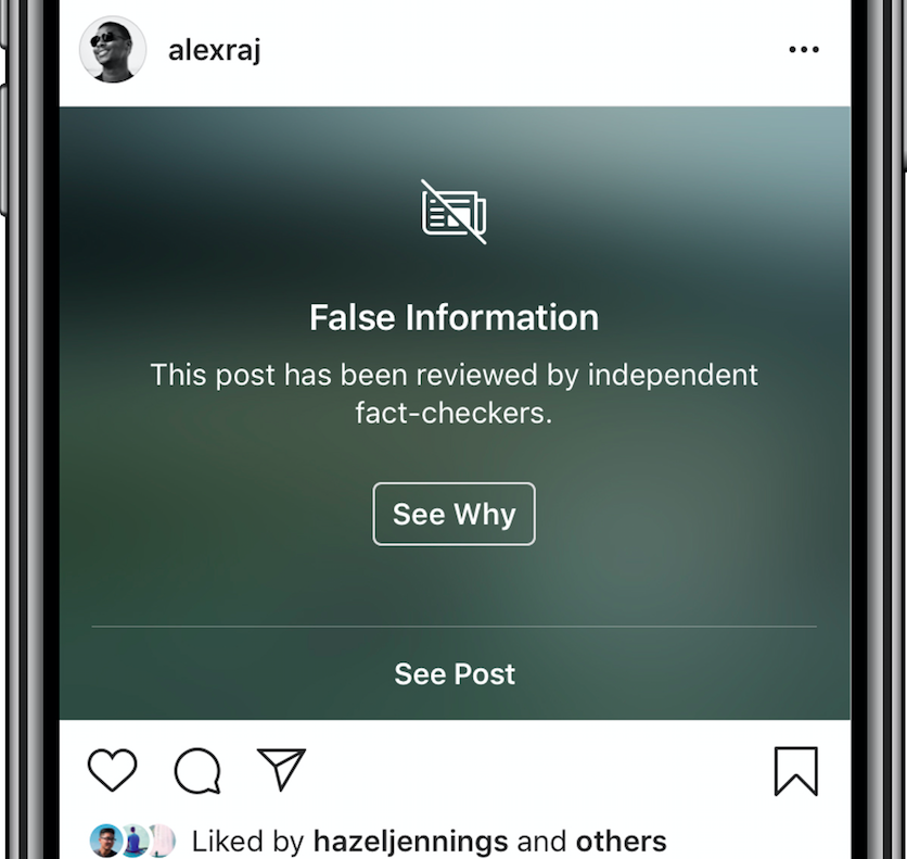 Instagram now fact checks post and flagges them for false information.(image from Instagram.com)