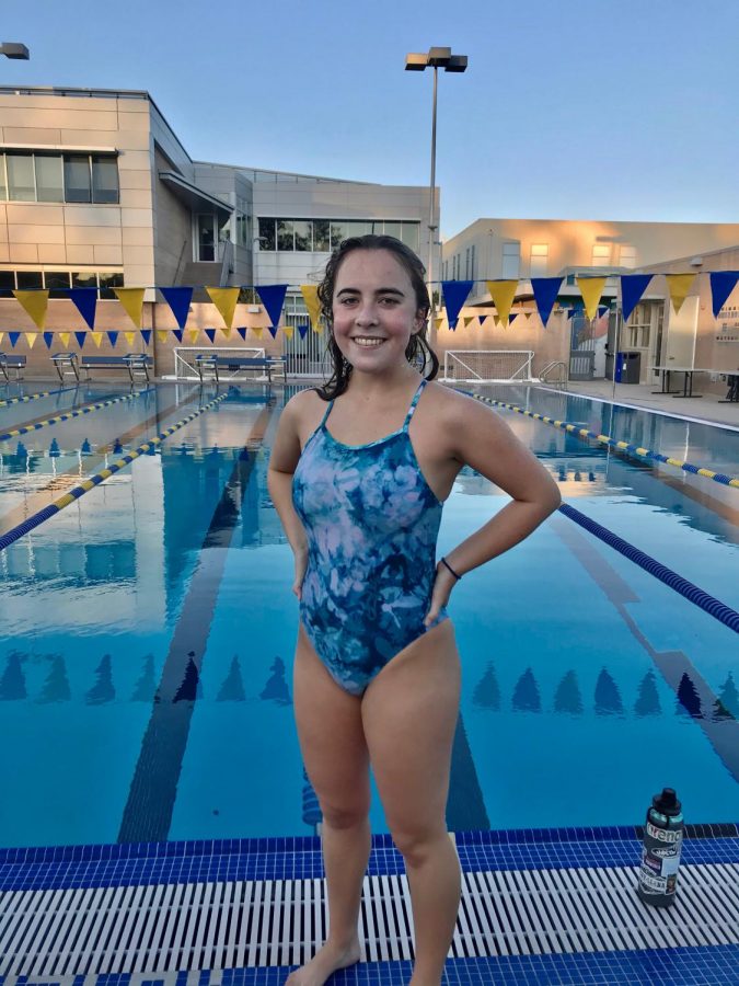 Senior Natalee Cross in her swimsuit at swim practice at Serra HS.