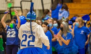 The Senior Class of 2022, also known as the Spartans, show off their class spirit during the first rally.