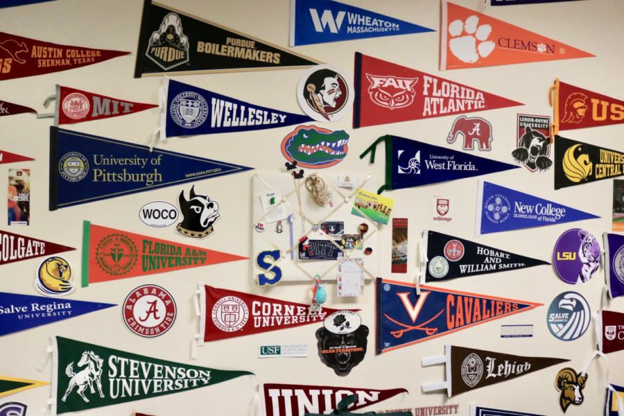 The+Counseling+Center+is+covered+in+flags+representing+many+of+the+colleges+that+visit.