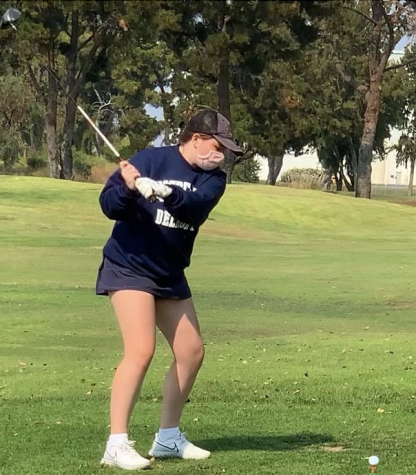 Alison Lewis played a golf match at Moffett Field.