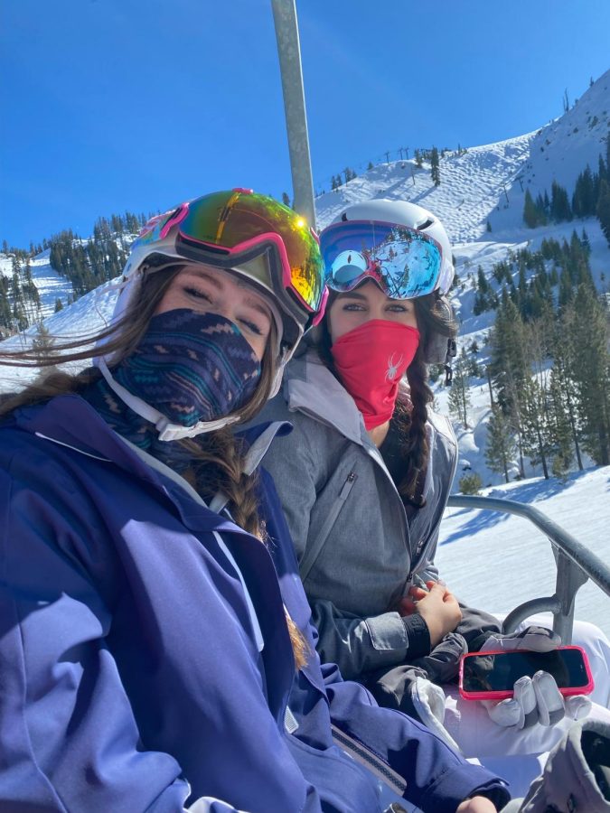 Sophomores Ella Mahon and Anna Ansari enjoy a weekend of skiing, an activity that many students would have the opportunity to take part in during a “ski week.”