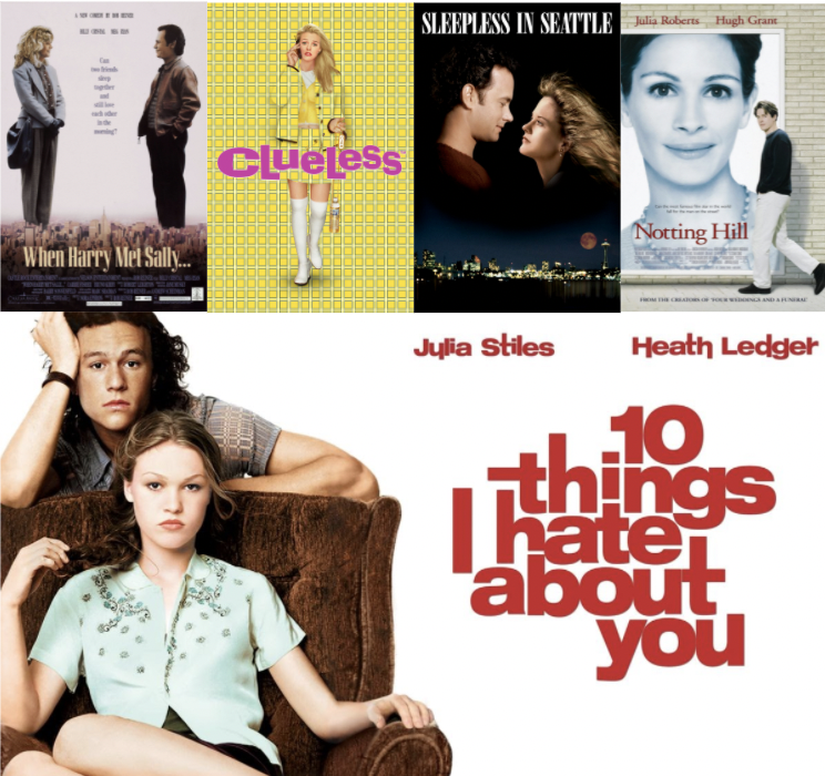 Rom-coms such as “When Harry Met Sally”, “Notting Hill, “Sleepless in Seattle”, “10 Things I Hate About You” and “Clueless” are enjoyed throughout the Valentine’s Day season. 