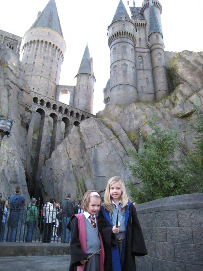 Senior Peyton Daley (left) and her sister, Parker Daley, ‘20, are big “Harry Potter” fans and visited the Hogwarts attraction at Universal Studios in 2010.