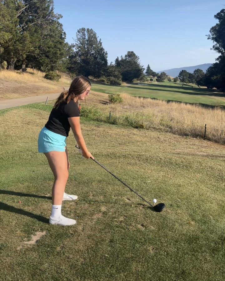 Junior Dani DeMera getting ready to tee off at Crystal Springs Golf Course
