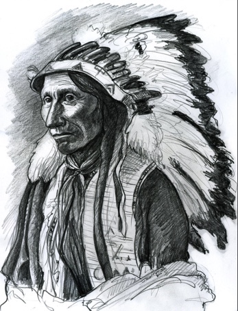 Artwork of Chief Red Cloud, a prominent leader of the Oglala Lakota.