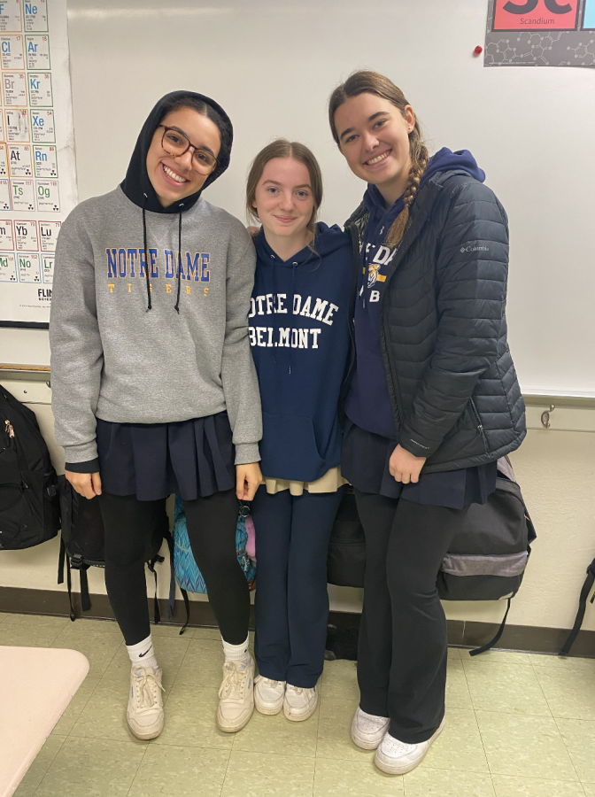 Juniors model their “layered for warmth” uniform look.
