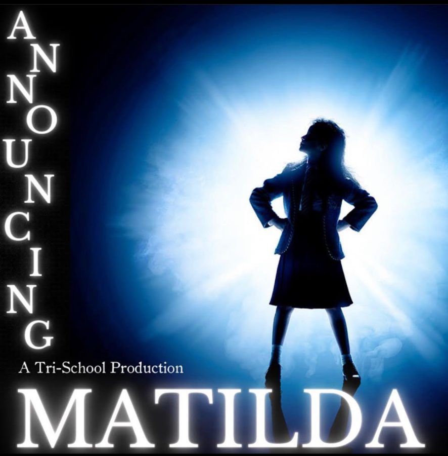 The new promotional poster for Tri-School Productions spring musical, Matilda.