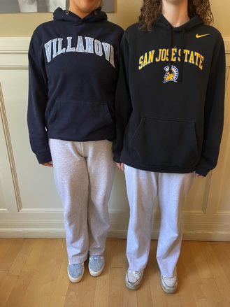 Some students like to wear college sweatshirts to represent where they will be attending next year.