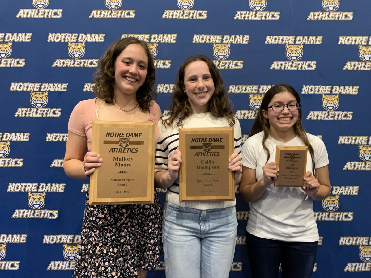 Mallory Moore, Cailin Thompson and Leila Murugan were awarded plaques for
their exceptional athletic achievements throughout their time at NDB.