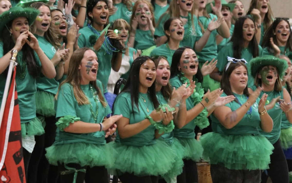 Pictured is the freshman class, all excited for their first rally and new opportunities to come. 