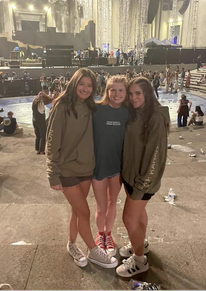 Seniors Hailey Kockos, Virginia Fitzgerald and Jane Hipps attend the Noah Kahan concert in Berkeley, CA.