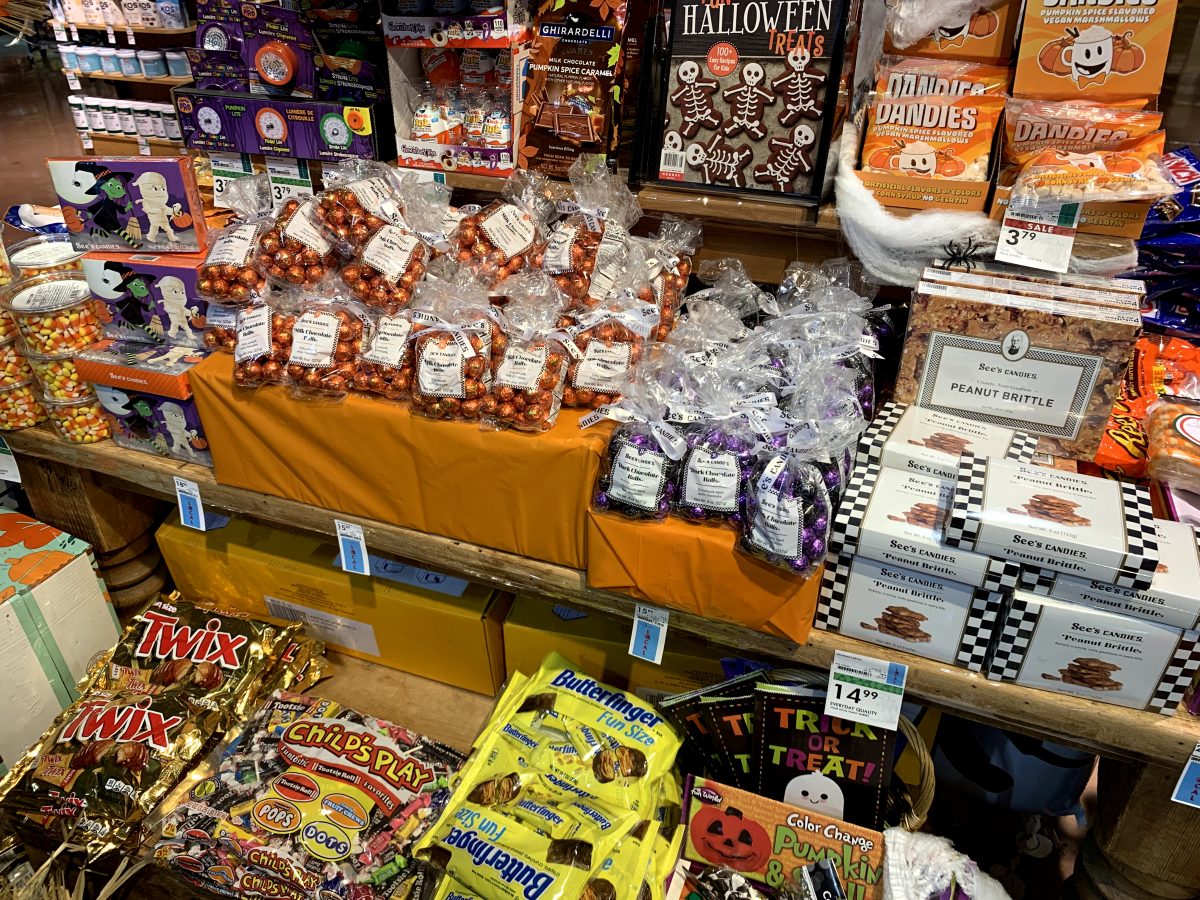 Many stores, such as Mollie Stone's, sell large amounts of Halloween candy during the month of October.