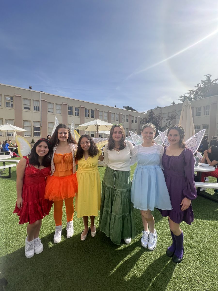 Students dress in a group costume.