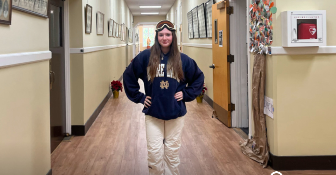 Sophomore Riley Blum gears up in snow gear for "Hit the Slopes" day on Dec. 10.