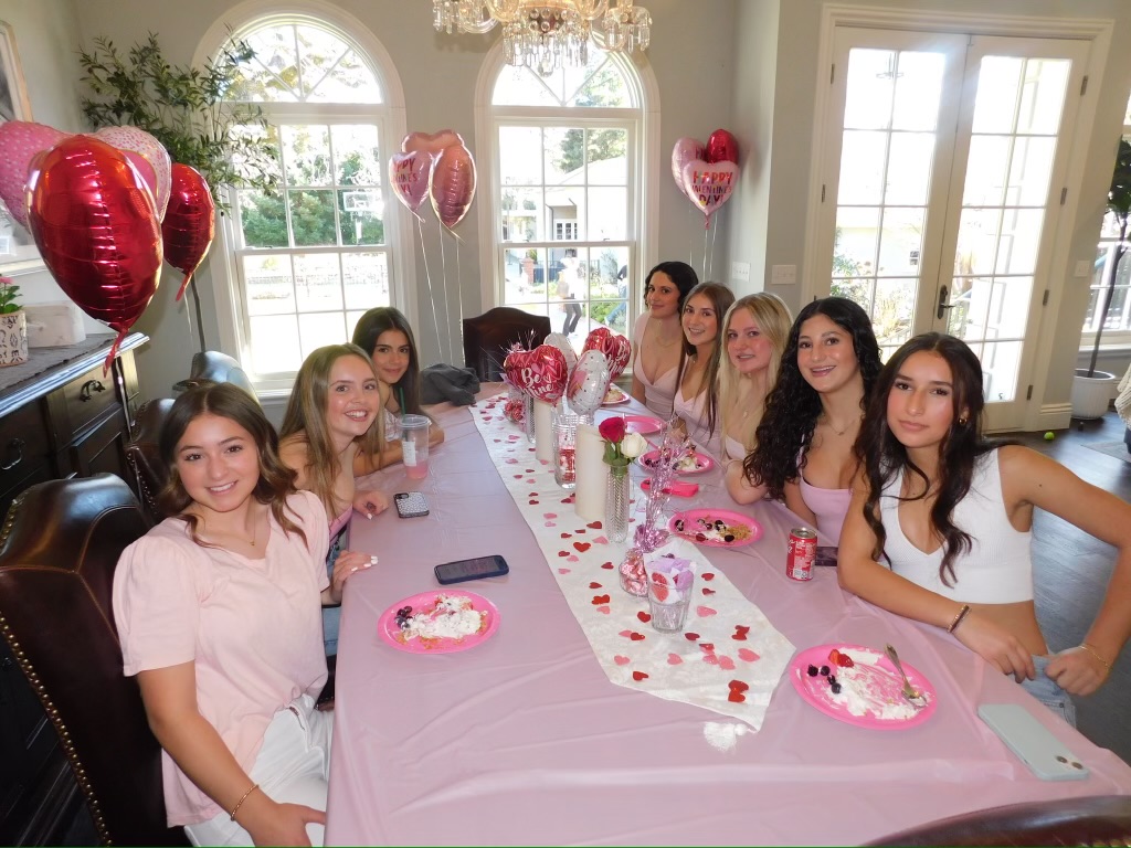 Many girls like to decorate on theme, with pink, red and white colors, often including hearts and balloons for their Galentine’s celebrations.