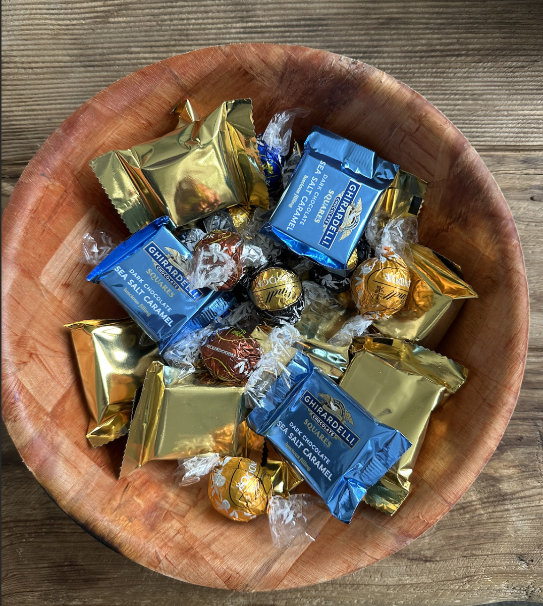 Trick or treat, bowl full of candy ready to hand out to whoever shows up. 