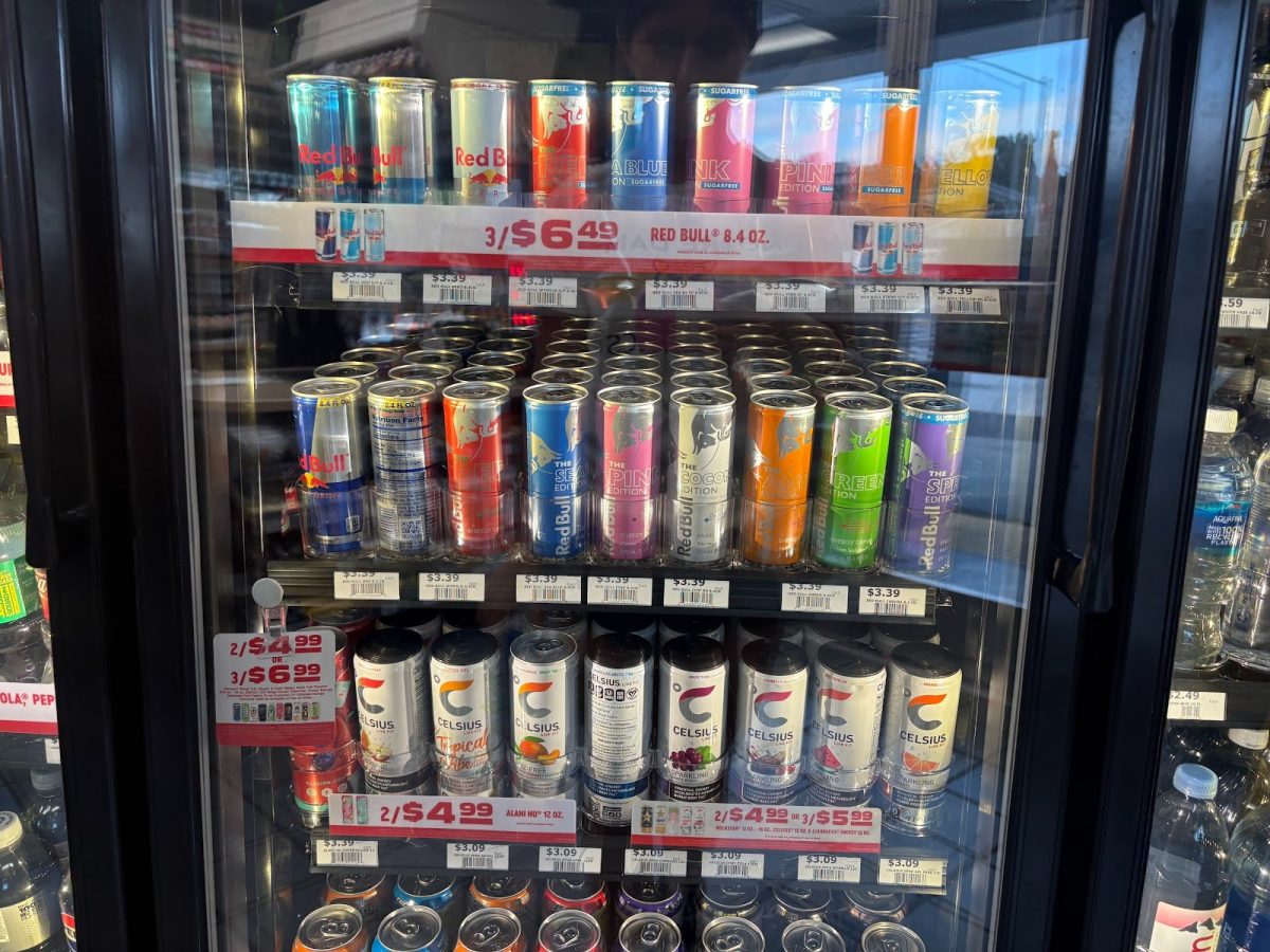 Students can purchase these popular energy drinks at many grocery stores and gas stations. 