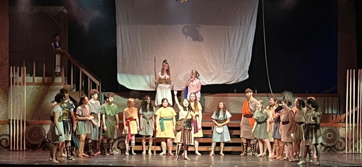 The cast performs “Roll Call” during the Tri-School fall play “Argonautika.”

