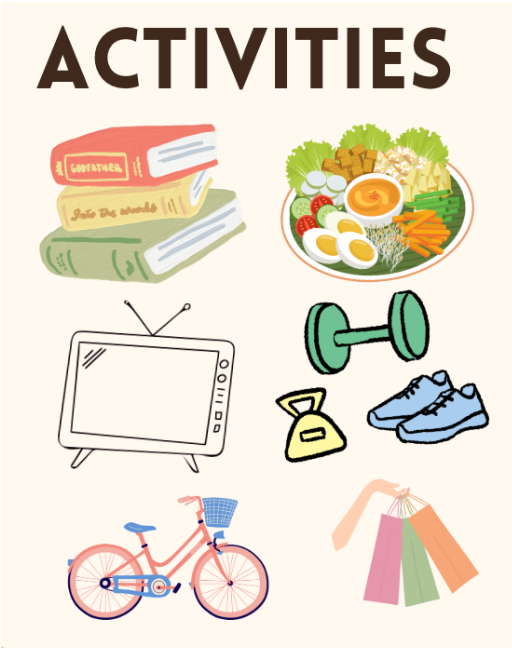 Activities list of ideas to do when feeling bored, instead of screens.
