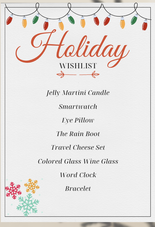 A Canva-designed holiday wishlist example, utilizing the mentioned tips and tricks.