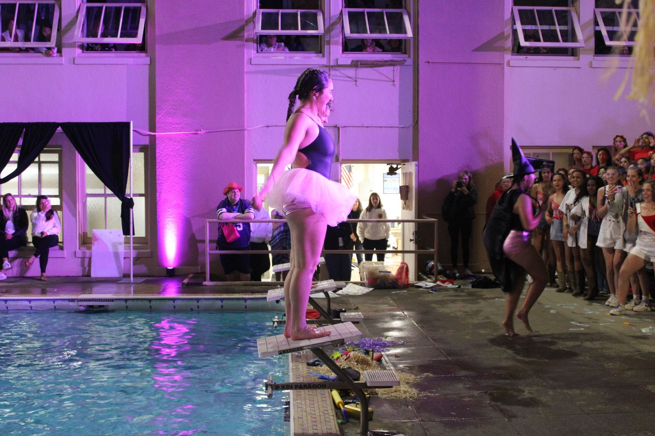 The monarchs showcase their group swim routines to the audience