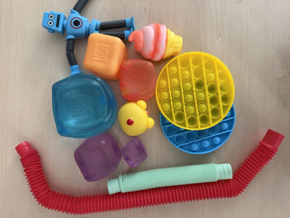 An array of fidgets can offer a variety of textures, colors and other sensory effects.