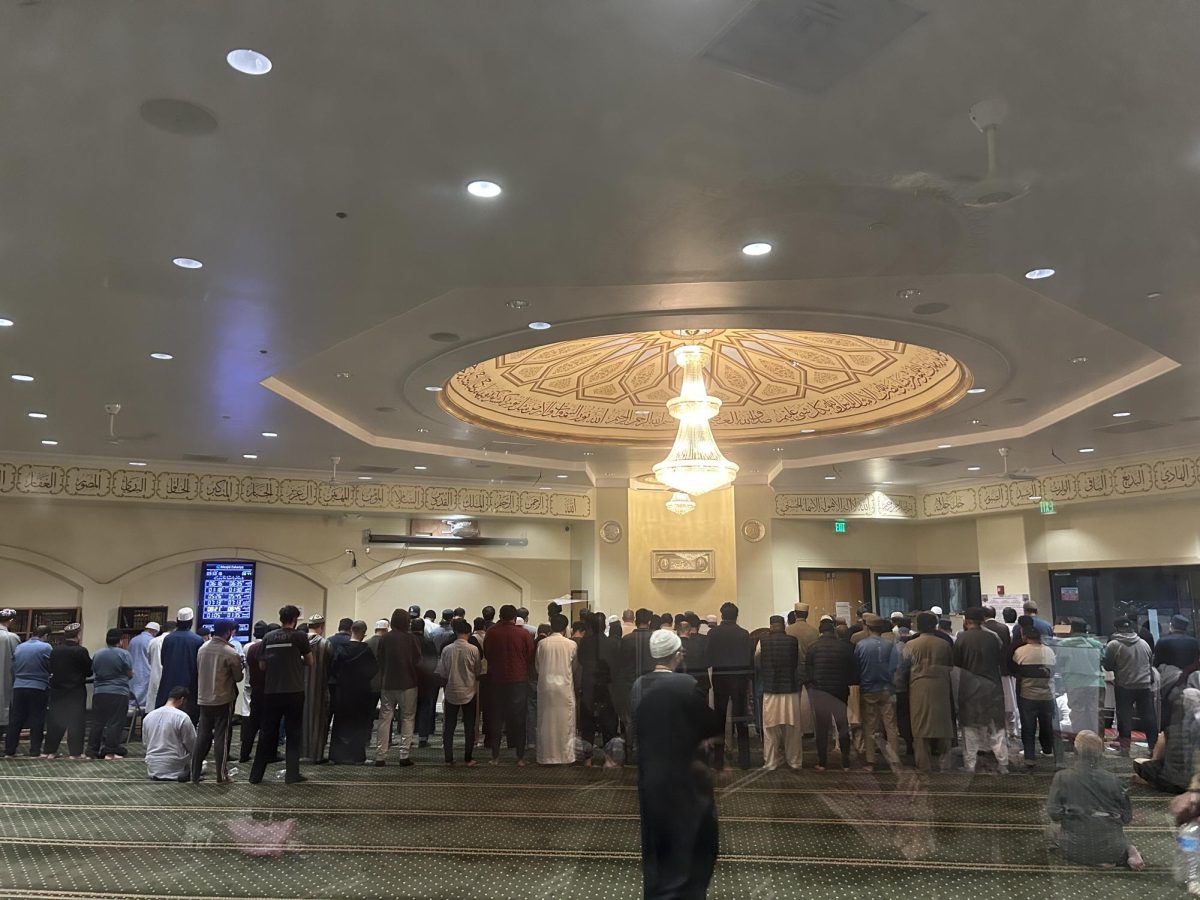 Men pray taraweeh, special prayers said during Ramadan, at the Masjid Zakariya mosque in Fremont.