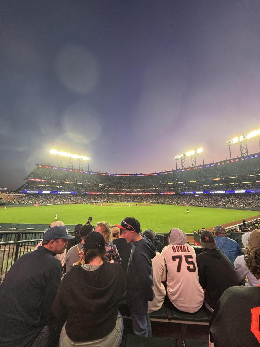 The Giants play a night game at Oracle Park.