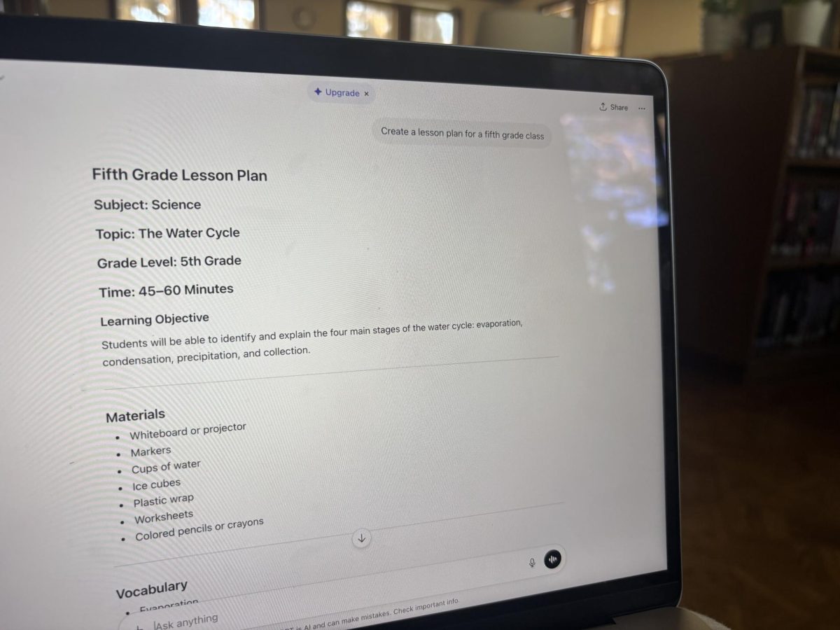 A lesson plan for a fifth grade class generated by Chat GPT shows how AI can be used to do the work of others.