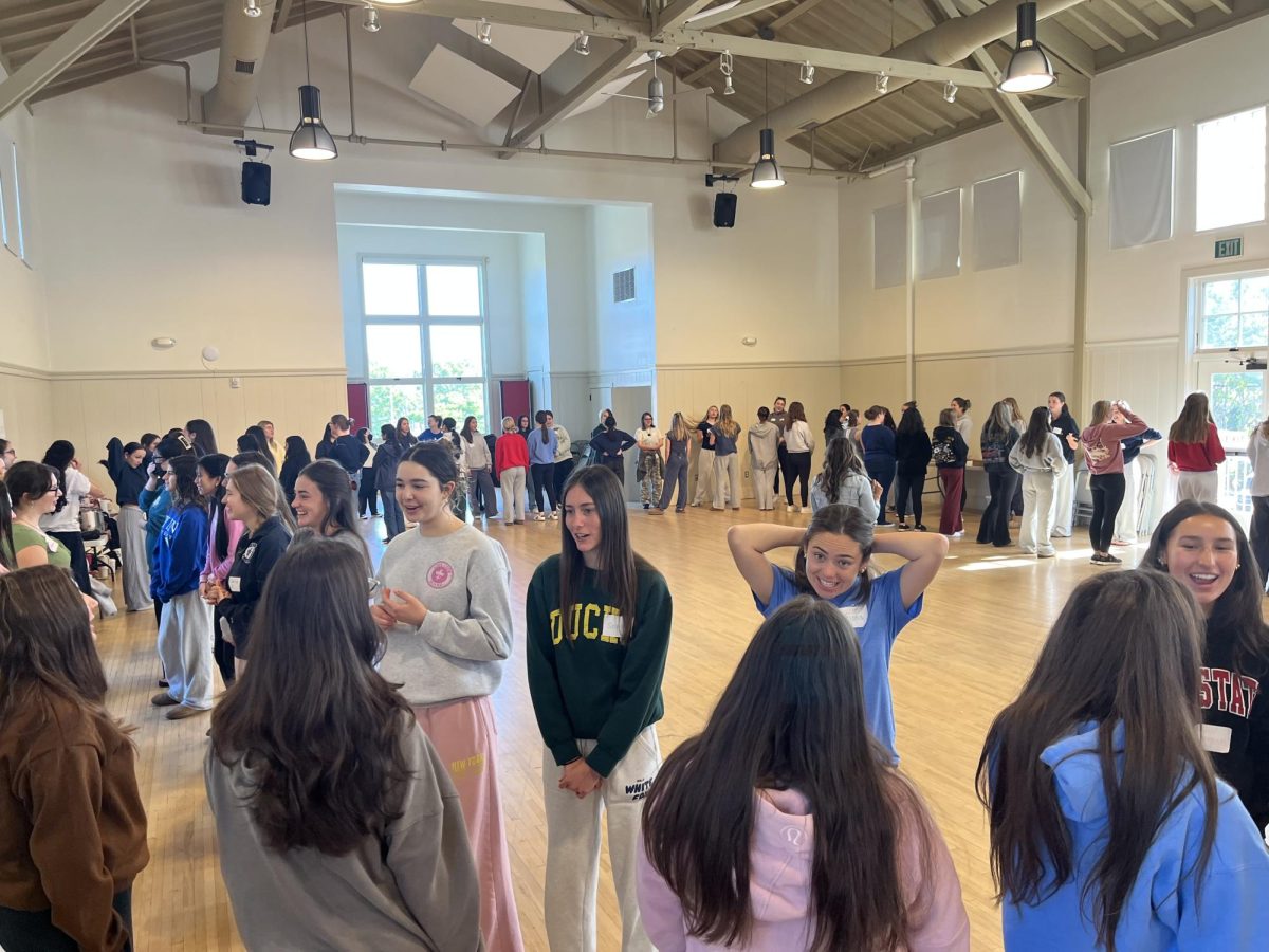 Sharks participate in icebreakers to start off the day of reflection 