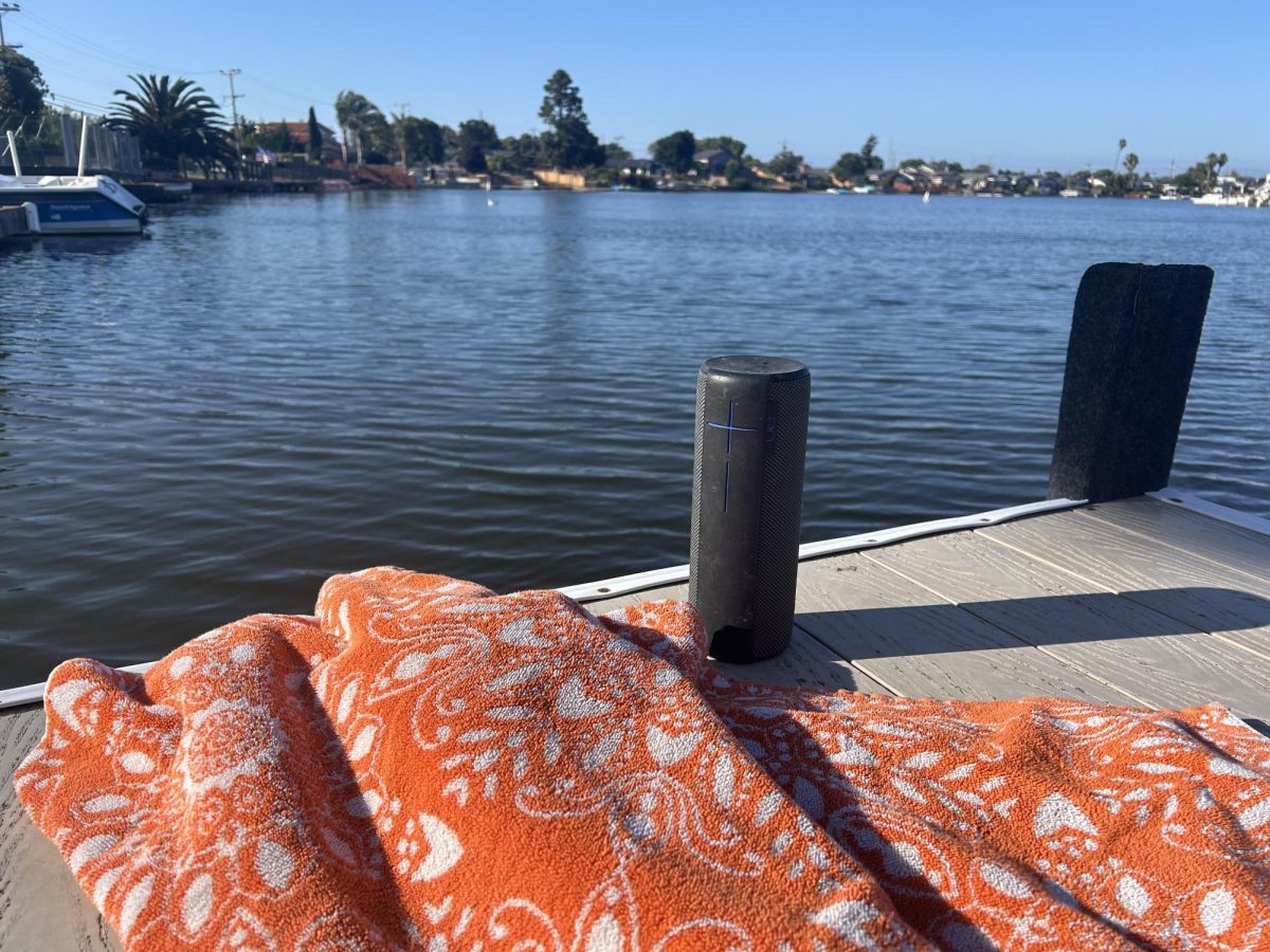  Students often listen to music through portable speakers, especially during summer while by the water.